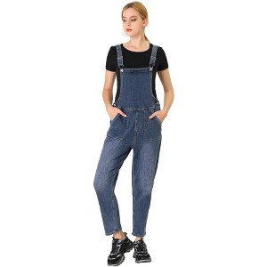 INSPIRE CHIC Women's Casual Adjustable Denim Bib Long Overalls Jeans Pants Jumpsuits - 1 of 4
