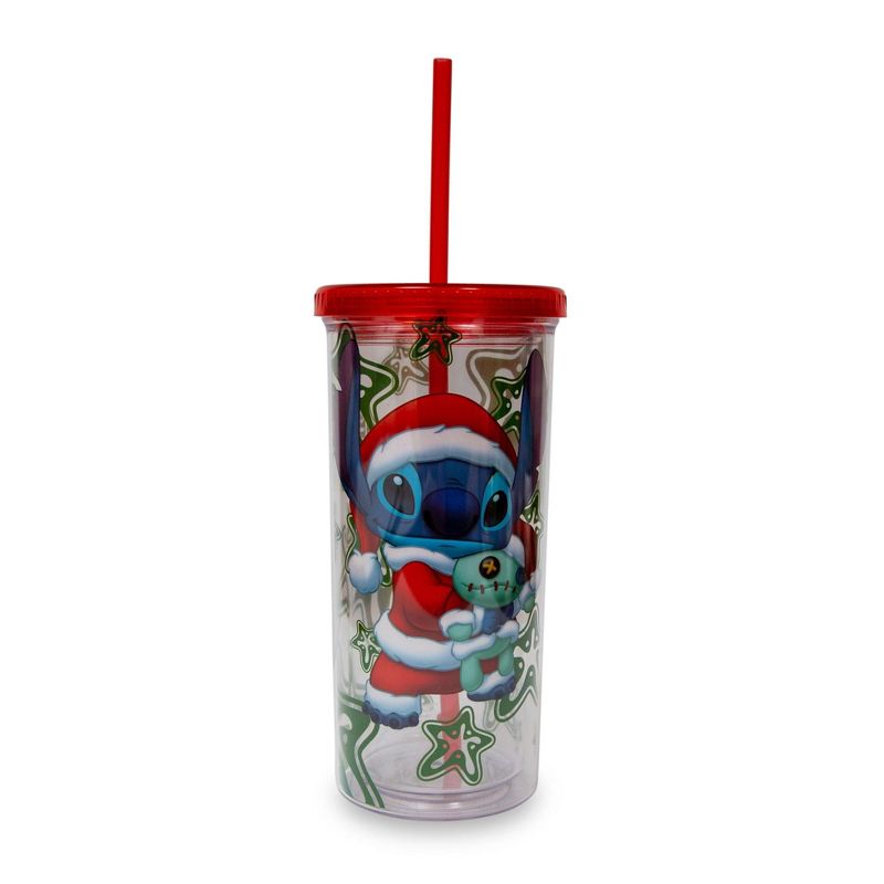 Silver Buffalo Disney Lilo & Stitch Santa Outfit Carnival Cup With Lid And Straw | Holds 20 Ounces, 1 of 7