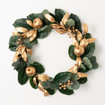 20h Sullivans Lush Leaf Berry Small Wreath, Multicolored : Target