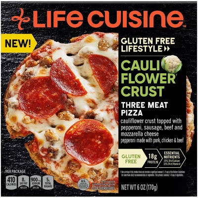 Life Cuisine Gluten Free Frozen Cauliflower Crust Three Meat Pizza - 6oz
