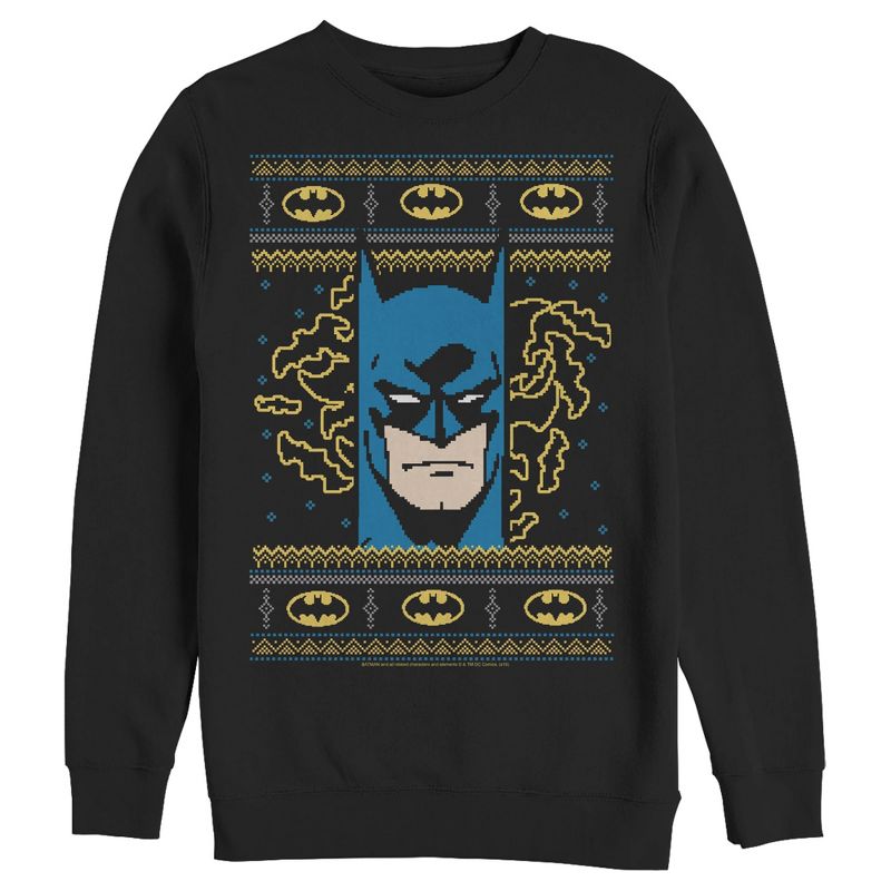 Men's Batman Ugly Christmas Masked Hero Sweatshirt, 1 of 4