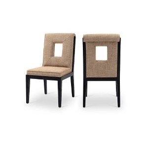 Meridian Furniture,Gwendolyn Linen Textured Fabric Dining Side Chair, Set of 2 - 1 of 4