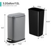 12 Liter 3.2 Gallon Black Stainless Steel Bathroom Trash Can, Soft Close Lid, Step On Pedal, Compact & Durable - 3 of 4