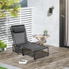 Reclining Chaise Lounge Chair, Portable Sun Lounger, Folding Camping Cot, with Adjustable Backrest and Removable Pillow,  Black - 2 of 4