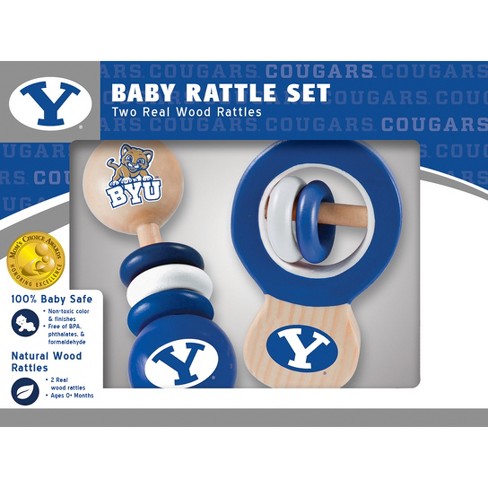 Baby Fanatic Wood Rattle 2 Pack - Ncaa Byu Cougars Baby Toy Set : Target