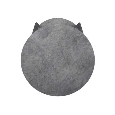 Greystone Faux Concrete & Black Metal Round 2-Tier End Table