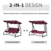 3-Seat Outdoor Patio Swing Chair, Converting Flatbed, Outdoor Swing Glider with Adjustable Canopy, Removable Cushion and Pillows, for Porch, Garden - 4 of 4