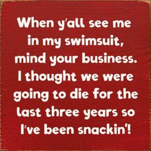 Slickblue Humorous Summer Quote Sign – Swimsuit Body Joke – 7x7 Rustic Wall or Shelf Décor, Color Options - 1 of 3