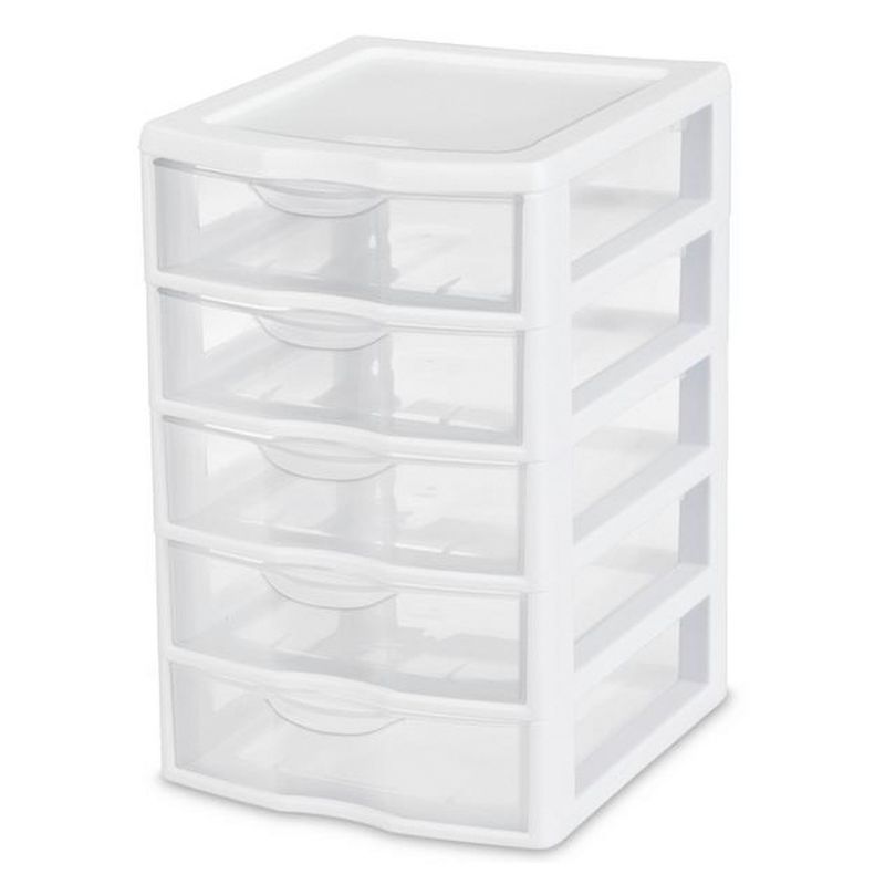 Sterilite Clearview Small Clear Plastic Stackable 5 Drawer Storage System for Desktop and Drawer Household Organization for Stationary or Pens, 3 of 8