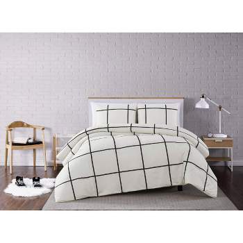 Truly Soft Everyday Full/Queen Kurt Windowpane Comforter Set Ivory/Black