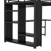 TopComfy Beds Full Size Loft Bed Frame with Built In Wardrobe Metal Structure with Desk and Storage Shelves for Bedroom, Black, 57.48"*68.89"*152.12" - 3 of 4