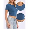 INSPIRE CHIC Women's Short Sleeve Crew Neck Slim Fit Knit Casual Crop Tops - 2 of 4