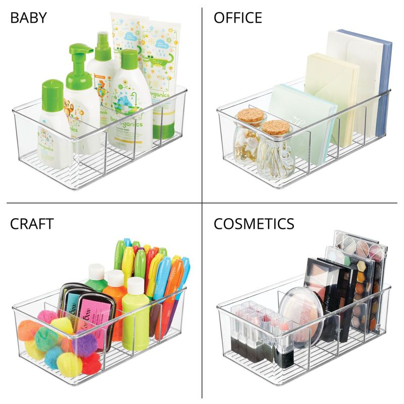 mDesign Plastic Divided Office Organizer Bin with 4 Sections, 5 of 10