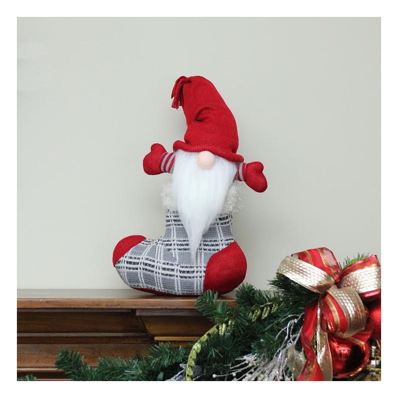 Northlight 14.5" Red and Gray Tristan Gnome Christmas Stocking Tabletop Figurine, 2 of 5