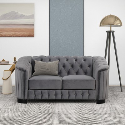 3 Seat Streamlined Upholstered Sofa Couch with Removable Back and Seat  Cushions and 2 pillows, Gray-ModernLuxe