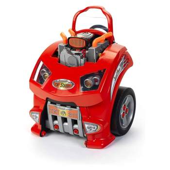Theo Klein Interactive Toddler Toy Car and Engine Service Maintenance Station and Play Set with Kids Tools Included, Red