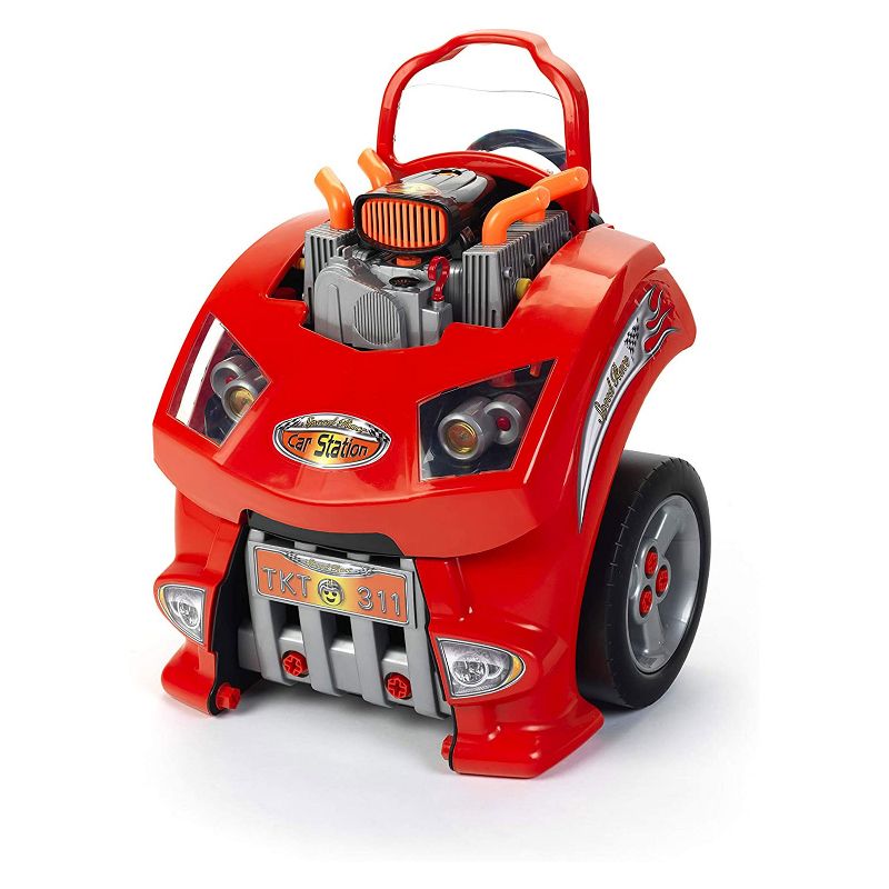 Theo Klein Interactive Toddler Toy Car and Engine Service Maintenance Station and Play Set with Kids Tools Included, Red, 1 of 7