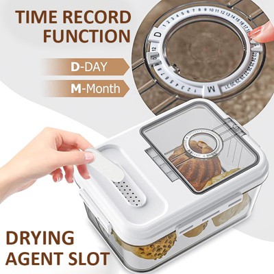 Aeelleea Large Airtight Bread Storage Container with Time Recording Lid, Bread Box for Kitchen Countertop, Bread Keeper Holds Loaf, Toast & Cookies — фото 6