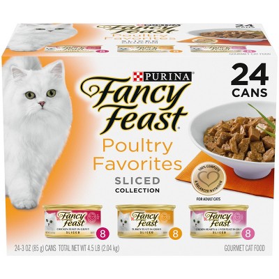 Purina Fancy Feast Sliced Poultry Favorites Collection Gourmet Wet Cat Food Variety Pack - 3oz/24ct