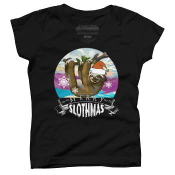 Girl's Design By Humans Merry Slothmas - Funny Christmas Pajama for Sloth LoversÂ By TELO213 T-Shirt