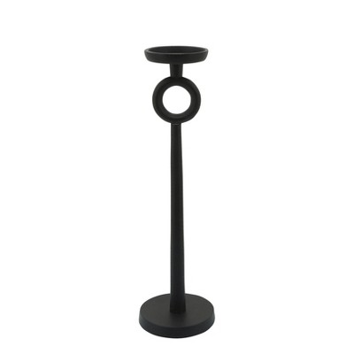 Sagebrook Home 17" Metal Candle Holder - Contemporary Black Aluminum Narrow Candle Holder for Home, Office, Event Decor - Centerpiece Candle Decor