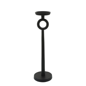 Sagebrook Home 17" Metal Candle Holder - Contemporary Black Aluminum Narrow Candle Holder for Home, Office, Event Decor - Centerpiece Candle Decor - 1 of 4