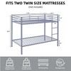 Twin Over Twin Bunk Bed with Ladder – Metal Frame with High Guardrail and Metal Slats – No Box Spring Needed – Sturdy and Space-Saving - 3 of 4