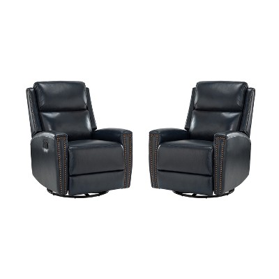 Set of 2 Hilario 30.31''Wide Genuine Leather Swivel Rocker Recliner | ARTFUL LIVING DESIGN