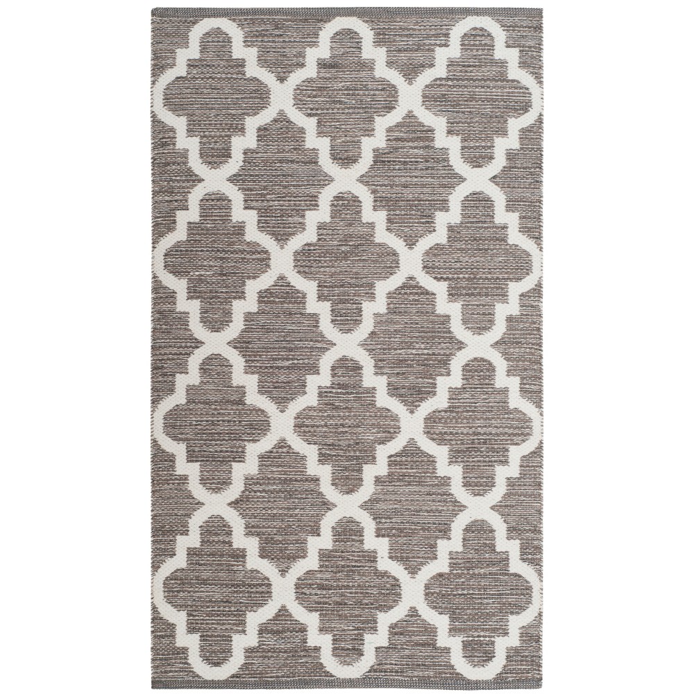  Runner Woven Quatrefoil Design Rug Beige/Ivory