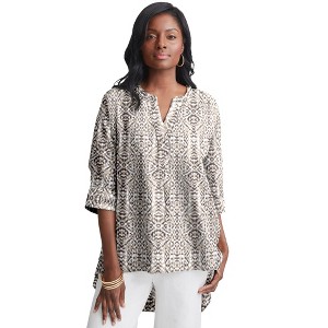 Jessica London Women's Plus Size Hi-Low Linen Tunic - 1 of 4