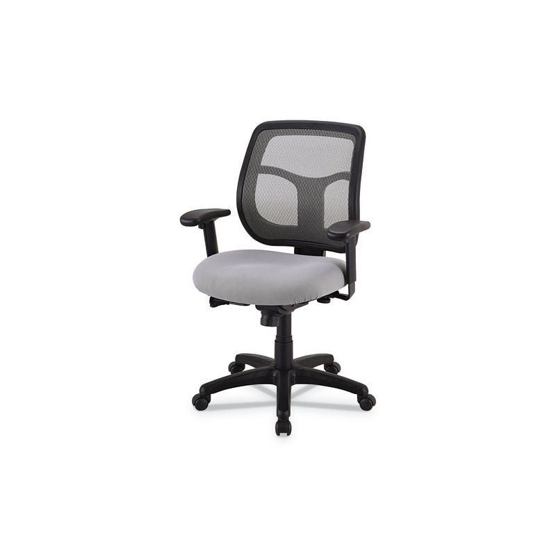 Eurotech Apollo Mid-Back Mesh Chair, 18.1" to 21.7" Seat Height, Silver Seat, Silver Back, Black Base, 2 of 8
