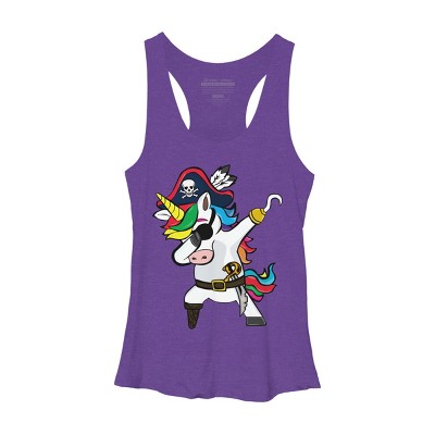 Women's Design By Humans Dabbing Dance Pirate Unicorn Gifts Funny Halloween Costume Gift By lukesstore Racerback Tank Top