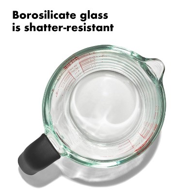 Clear 2-Cup Angled Plastic Measuring Cup with Black Handle