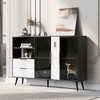 Sideboard Buffet Cabinet, 2 Door Storage Cabinet With 2 Drawers, Metal Handles And 5 Feet, Open Storage Space Coffee Bar Cabinet - 2 of 4