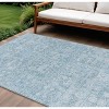 Sky Blue And Denim Blue Floral Washable Indoor Outdoor Area Rug - 2 of 4