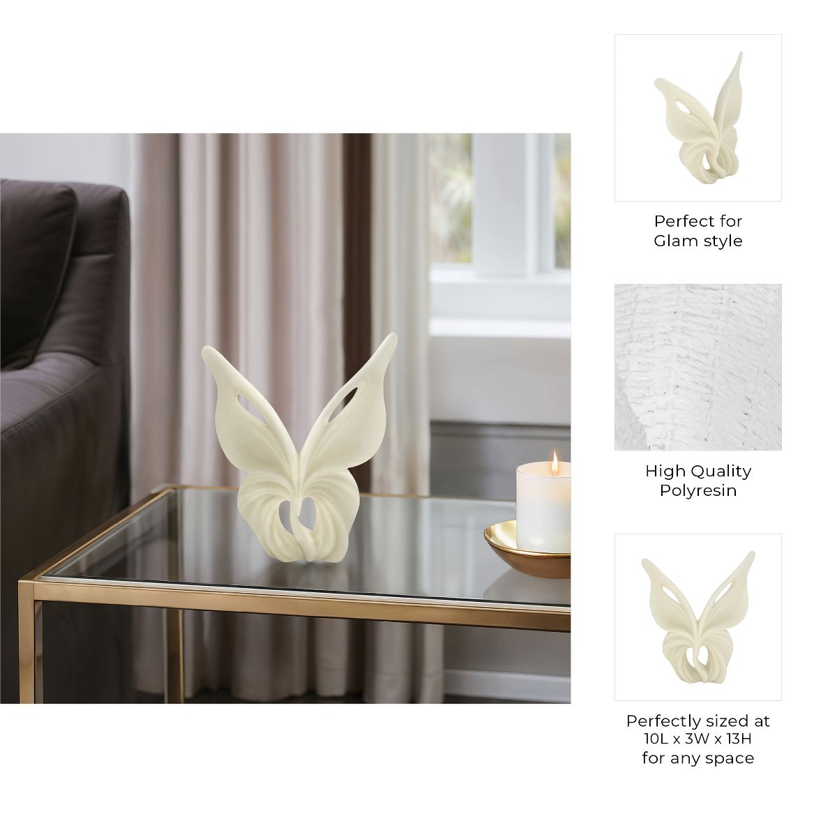 Elegant Resin Butterfly Statue Figurine for Home Decor - Sculpture Decorative Object for Bathroom, Office, and Living Room Accent - thumbnail 5