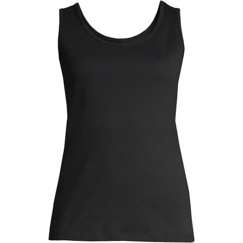 Women's Long Ribbed Rib Racerback Tank Top Cotton Stretch Quality Tunic  Basic (Large, Black)