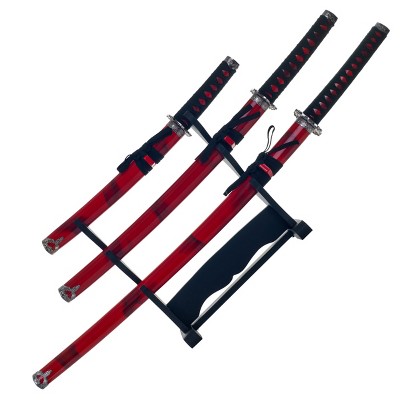 Fleming Supply Samurai Sword Set and Display Stand - 4 Pieces