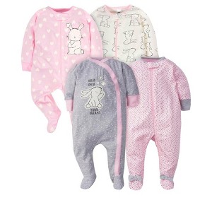 Gerber Baby Girls 4 Pack Sleep 'N Play Footie - 4-Pack - 1 of 4