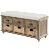 NicBex Shoe Rack Bench Shoe Storage Organizer Rustic Storage Bench with 3 Drawers and 3 Rattan Baskets for Entryway Bedroom - 4 of 4