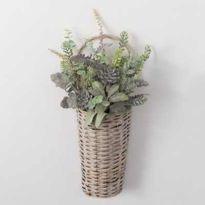 Sullivans Artificial Succulent Basket 22"H Green