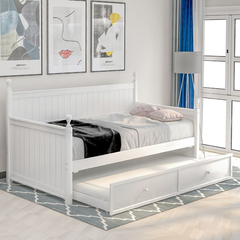 Twin Size Wood Daybed with Trundle Bed-ModernLuxe, 1 of 17