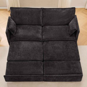 3-in-1 Corduroy Convertible Sofa Bed, 73'' Pull-Out Sleeper Couch with USB Ports and Side Pockets, Corduroy Couch with Pillows-Coolbibila - 1 of 4