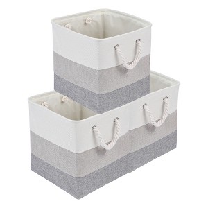 REGALWOVEN Cotton Collapsible With Handles Storage Open Storage Bins 3 Pcs - 1 of 4