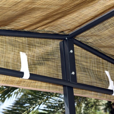 Taupe and Greige 3-Piece Outdoor Bar Set with Canopy and Storage