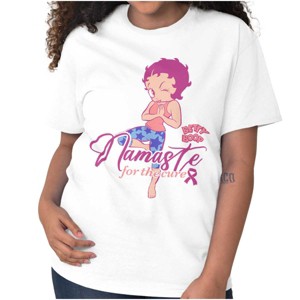 Betty Namaste For Breast Cancer Cure Womens Graphic T Shirt Tees Brisco Brands - 1 of 4