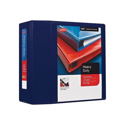 5" Staples Heavy-Duty View Binder with D-Rings Navy 976050
