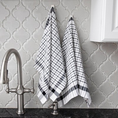 Black and White Checkered Cotton Kitchen Towel Set