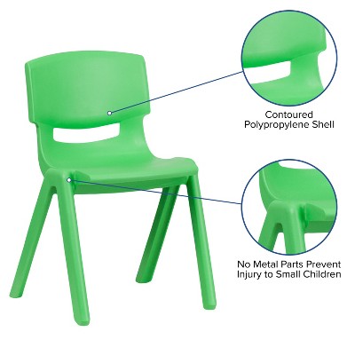 Set of 4 Green Stackable Plastic School Chairs