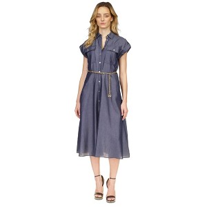 Michael Kors Womens Chain Belt Denim Shirt Dress - 1 of 1